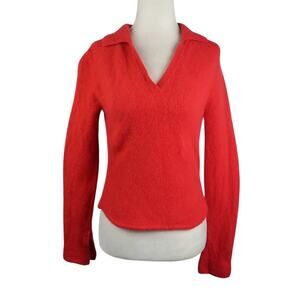 Vintage 90s Reference Point Red Lambswool Angora Polo Sweater L